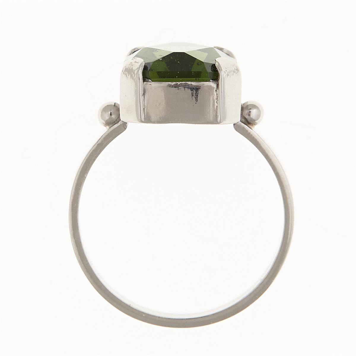 Silver ring with moldavite 006
