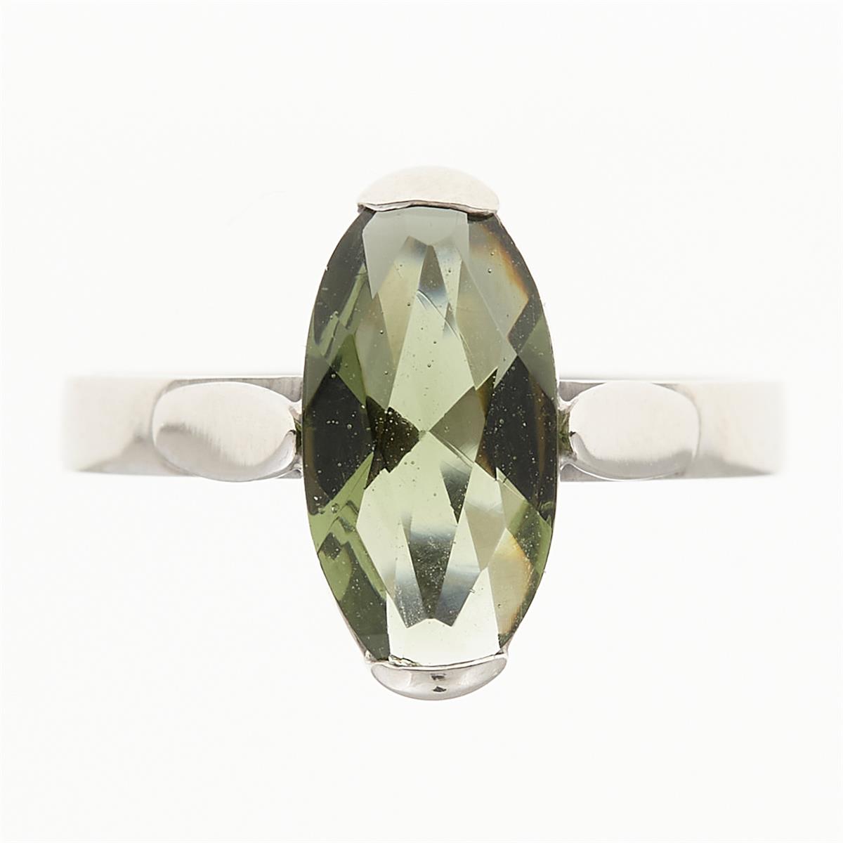 Silver ring with moldavite 029
