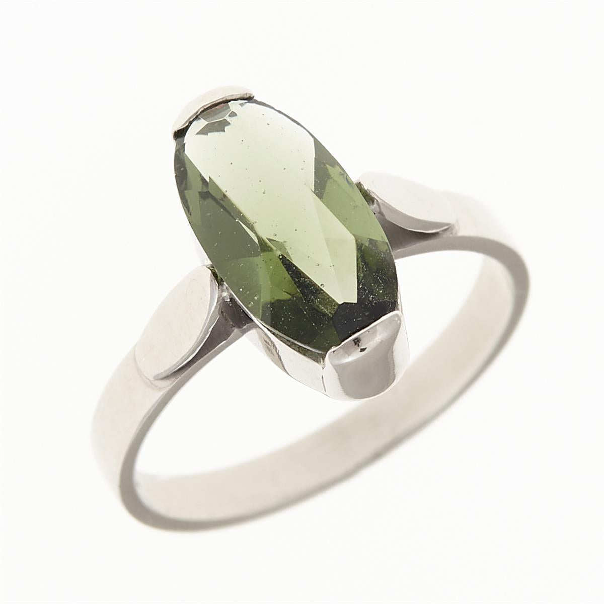 Silver ring with moldavite 029