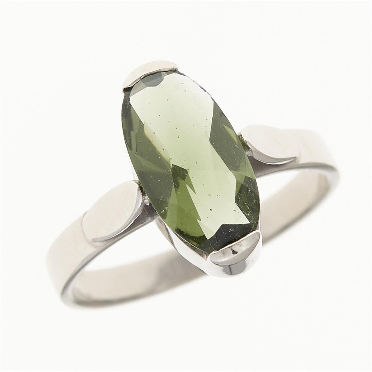Silver ring with moldavite 029