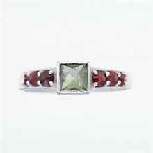 Silver ring mit moldavite and garnets 2025