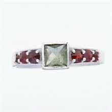 Silver ring mit moldavite and garnets 2025