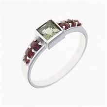 Silver ring mit moldavite and garnets 2025