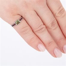 Silver ring mit moldavite and garnets 2025