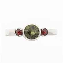 Anello Argento con moldavite e granati 2368