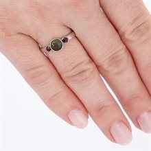 Anello Argento con moldavite e granati 2368