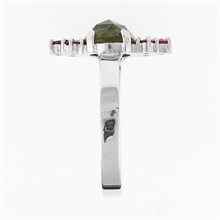 Anello in argento con moldavite e granati 2M