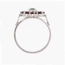 Silver ring with moldavite and garnets 9013