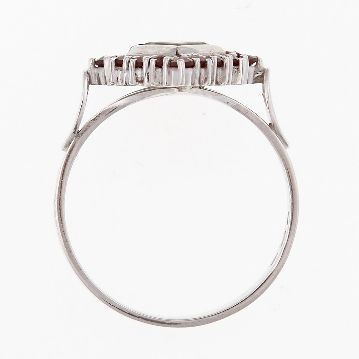 Silver ring with moldavite and garnets 9022