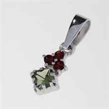 Silver pendant with moldavite and garnets 3408