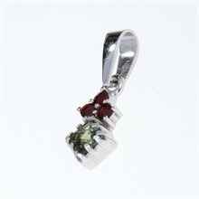 Silver pendant with moldavite and garnets 3408