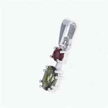 Silver pendant with moldavite and garnet 5538-1