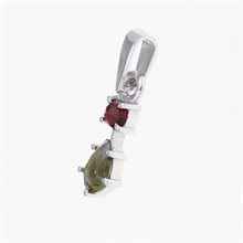 Silver pendant with moldavite and garnet 5538-2