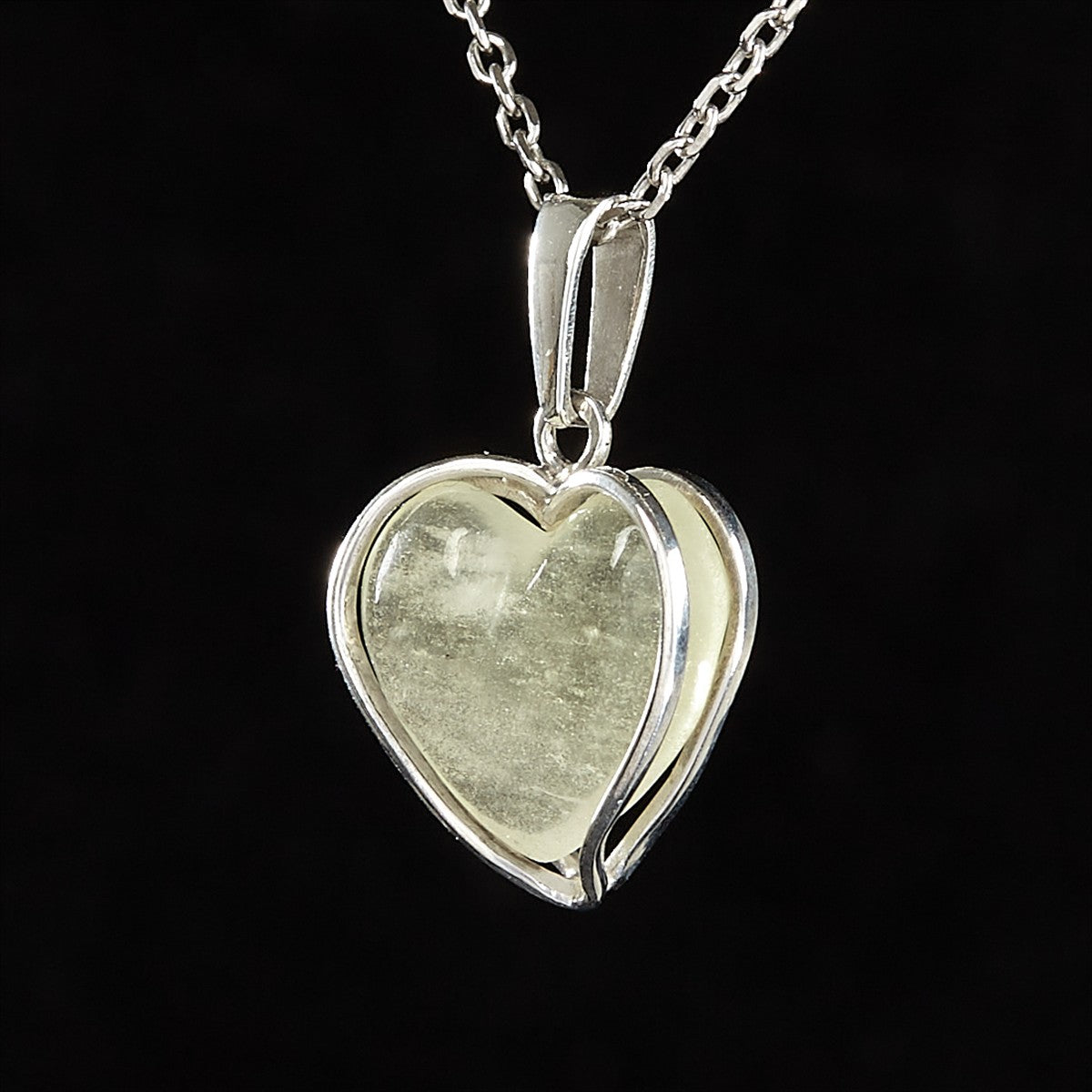 Silver pendant with Libyan glass - heart 25-85