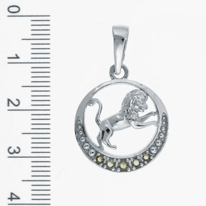 Segno zodiacale in argento con moldaviti  – Leo (Lion)