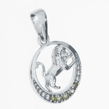 Segno zodiacale in argento con moldaviti  – Leo (Lion)