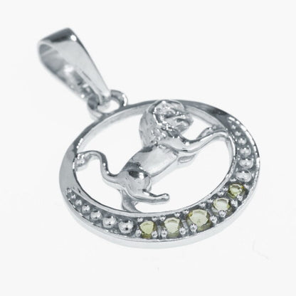 Segno zodiacale in argento con moldaviti  – Leo (Lion)