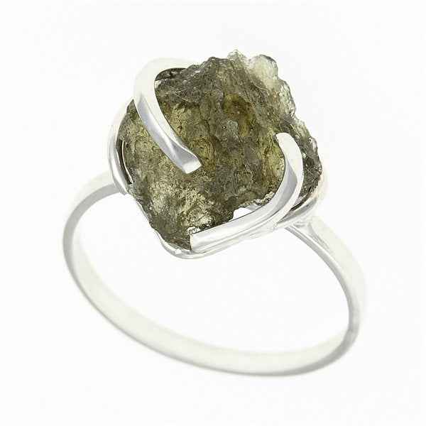 Anello in argento con pietra naturale moldavite 25-009