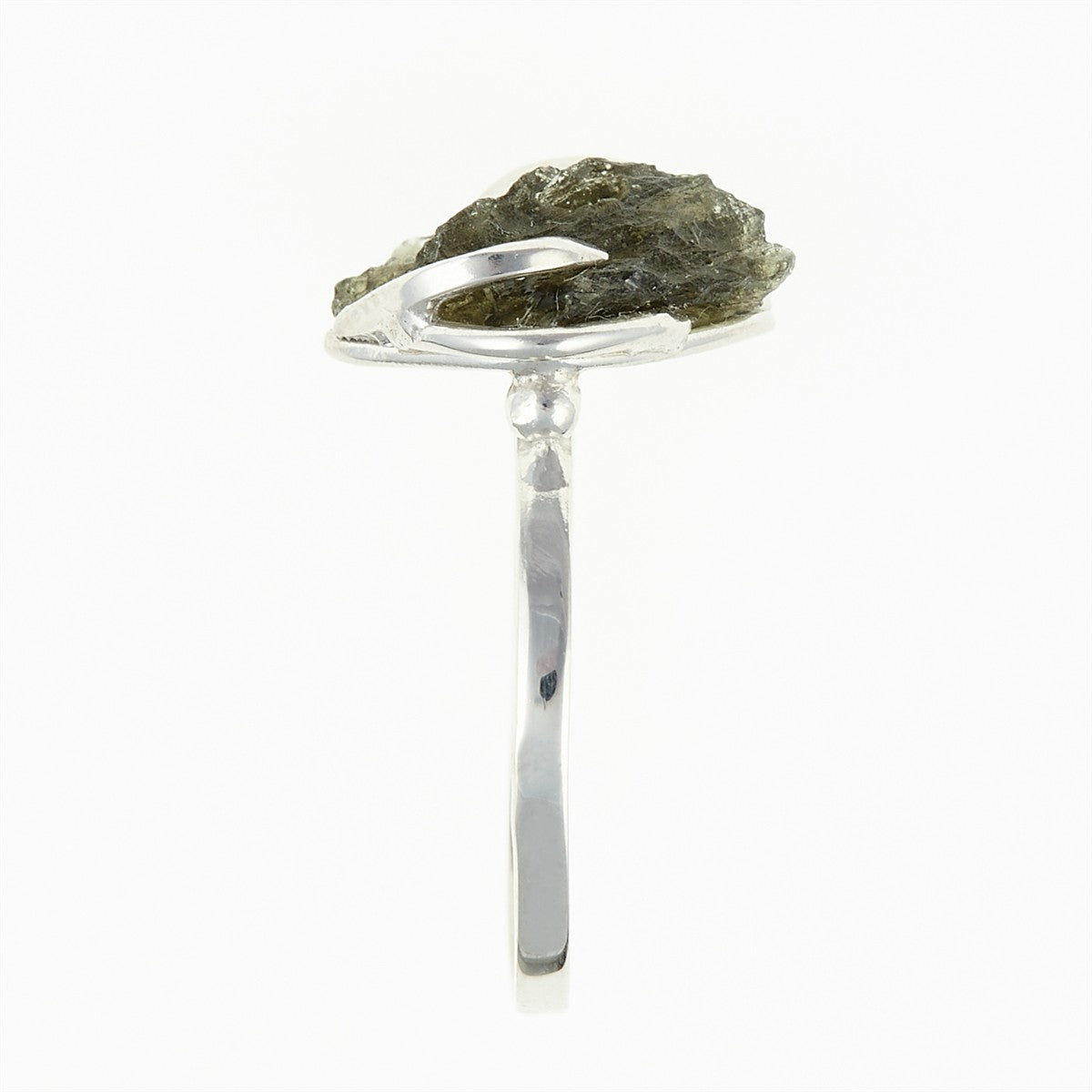 Silver ring with natural moldavite 25-009