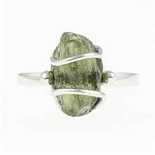 Silver ring with natural moldavite 25-011
