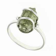 Silver ring with natural moldavite 25-011
