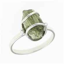 Silver ring with natural moldavite 25-011