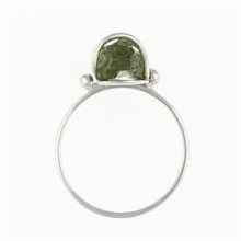 Silver ring with natural moldavite 25-011