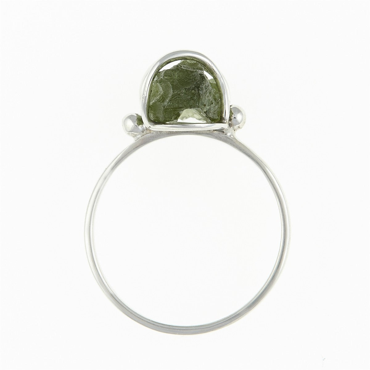 Silver ring with natural moldavite 25-011