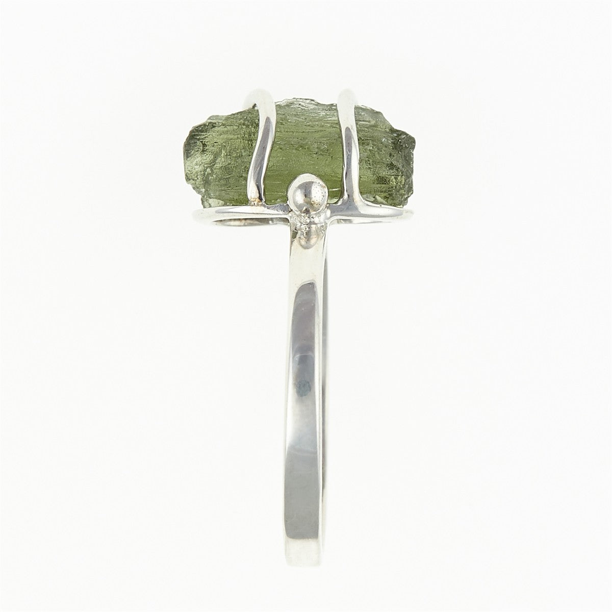 Silver ring with natural moldavite 25-011
