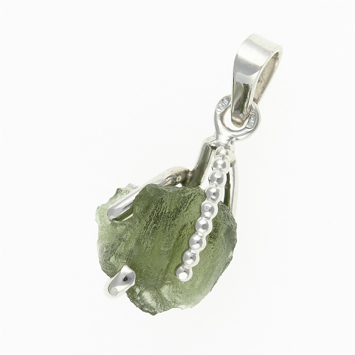 Silver pendant with moldavite 25-015