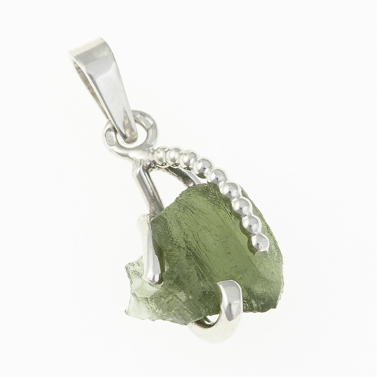Silver pendant with moldavite 25-015