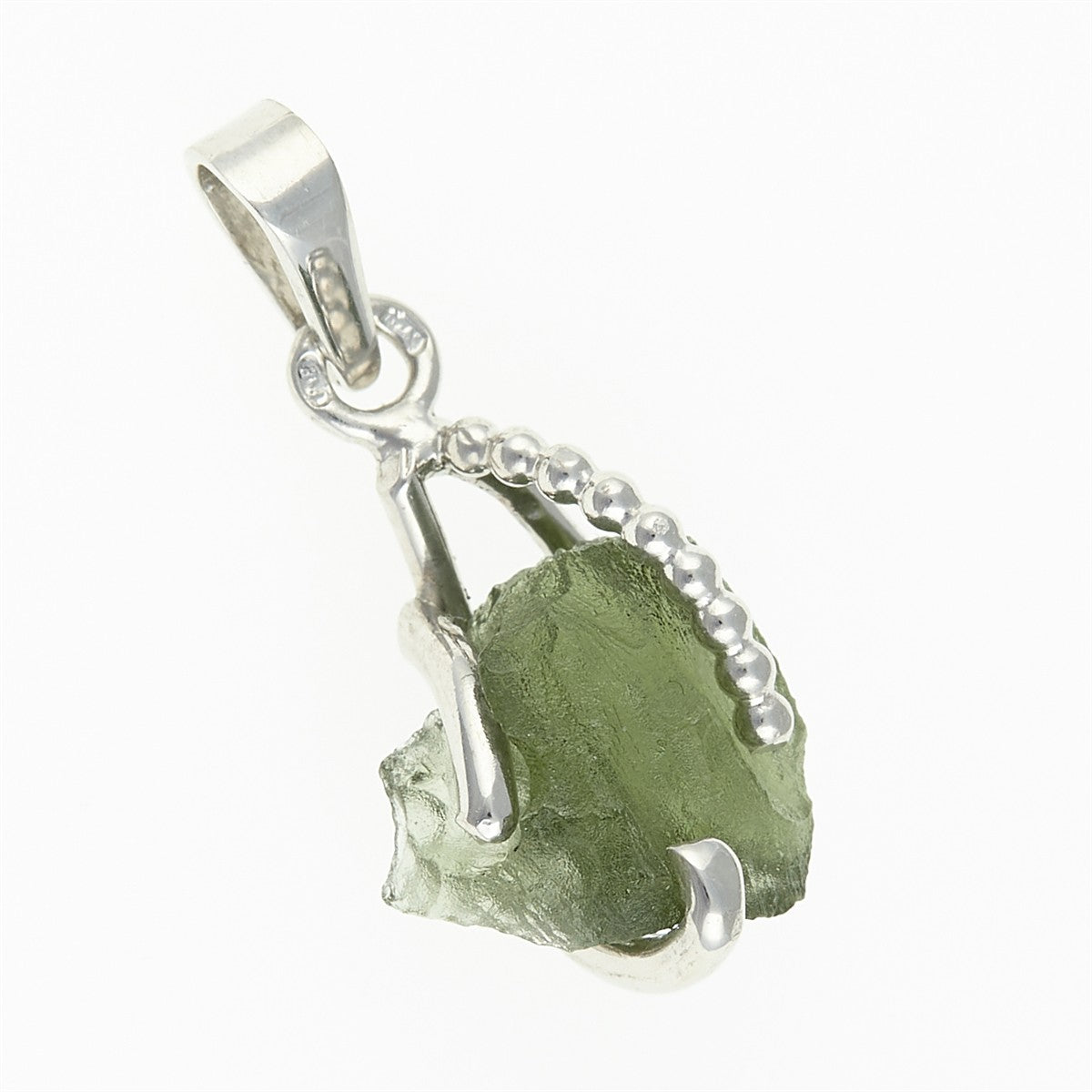 Silver pendant with moldavite 25-015