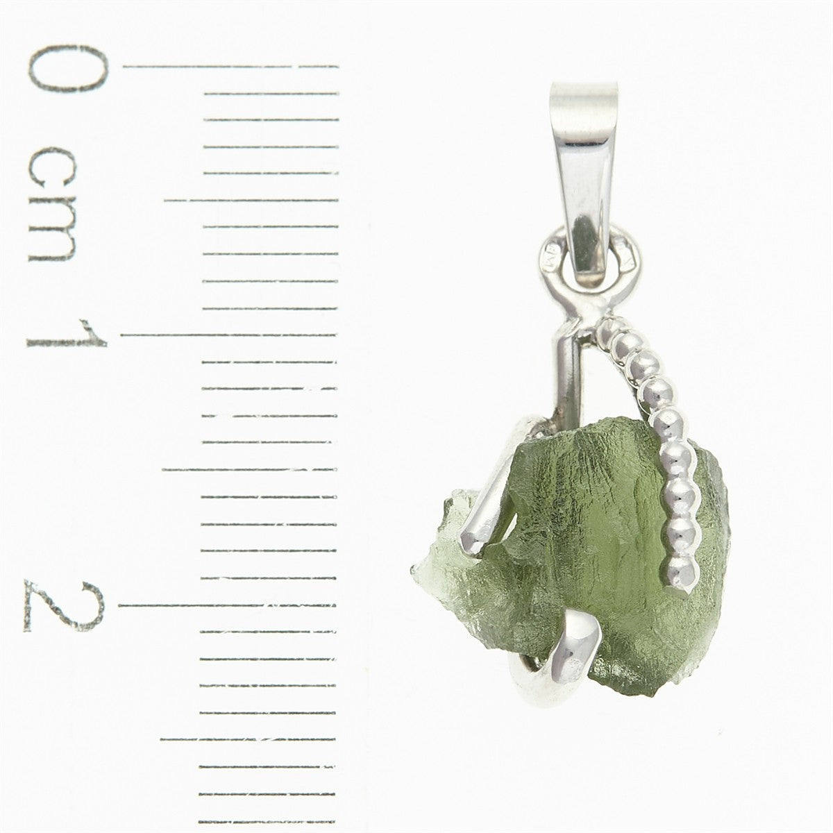 Silver pendant with moldavite 25-015