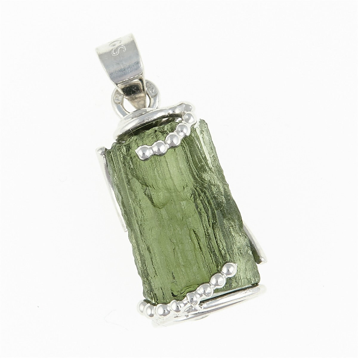 Silver pendant with moldavite 25-017