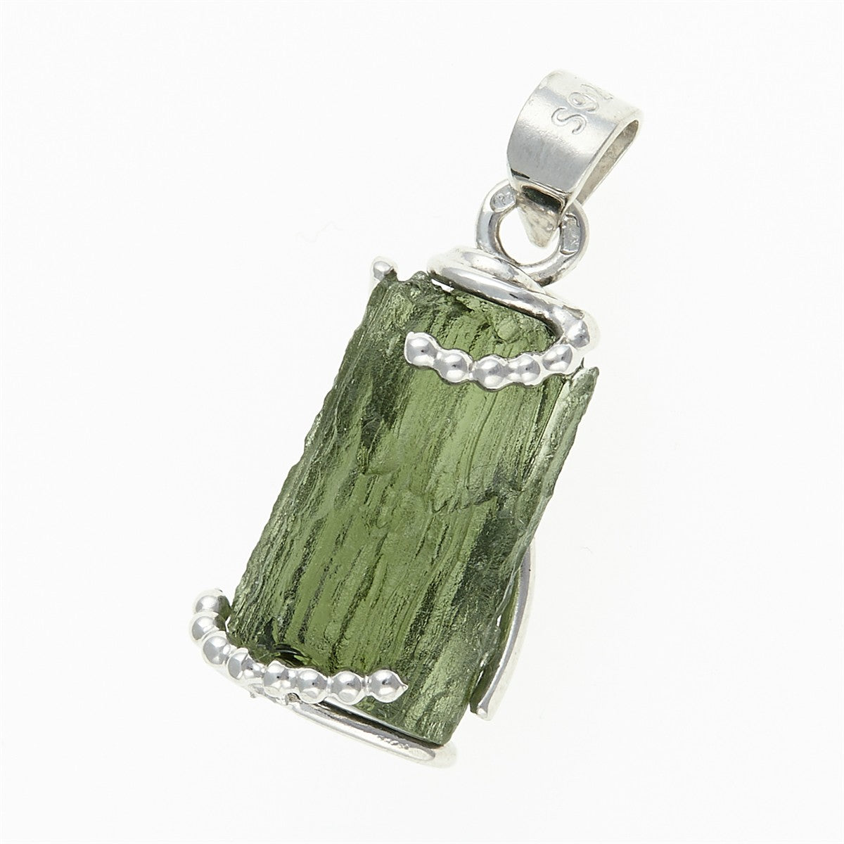 Silver pendant with moldavite 25-017