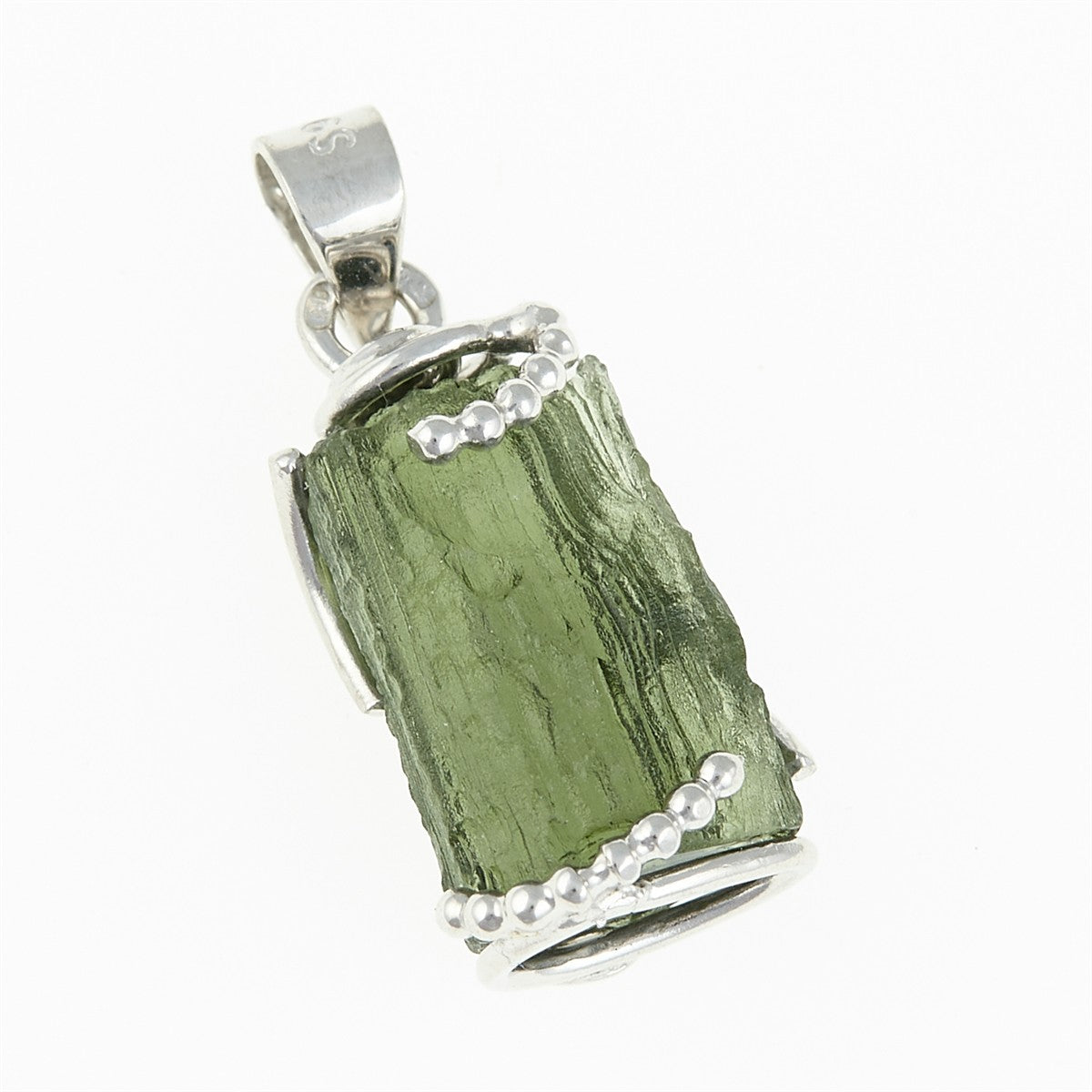 Silver pendant with moldavite 25-017