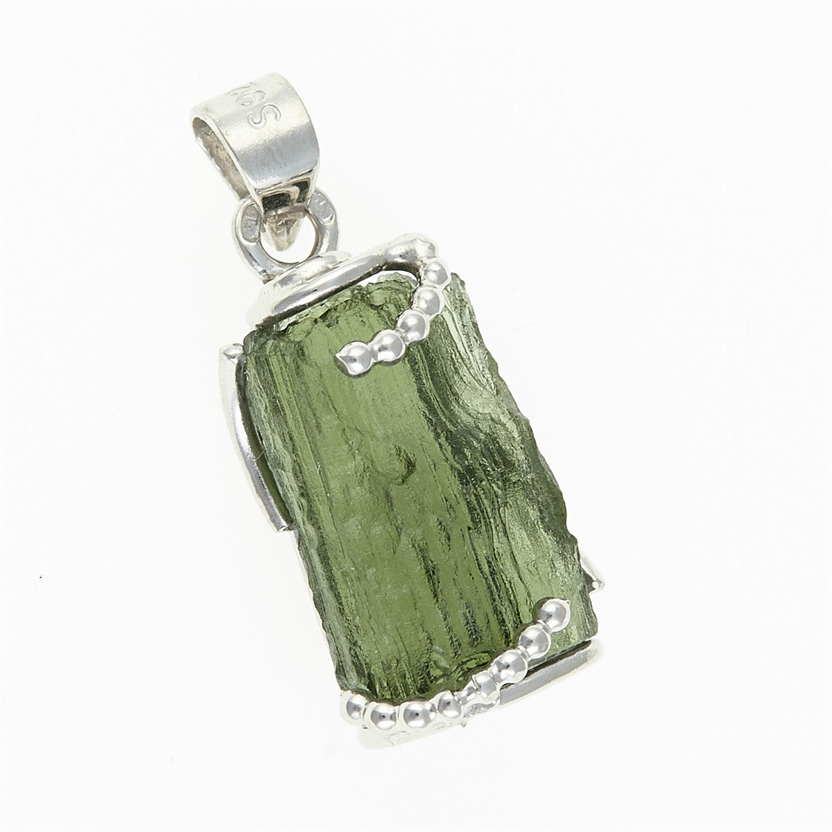 Silver pendant with moldavite 25-017