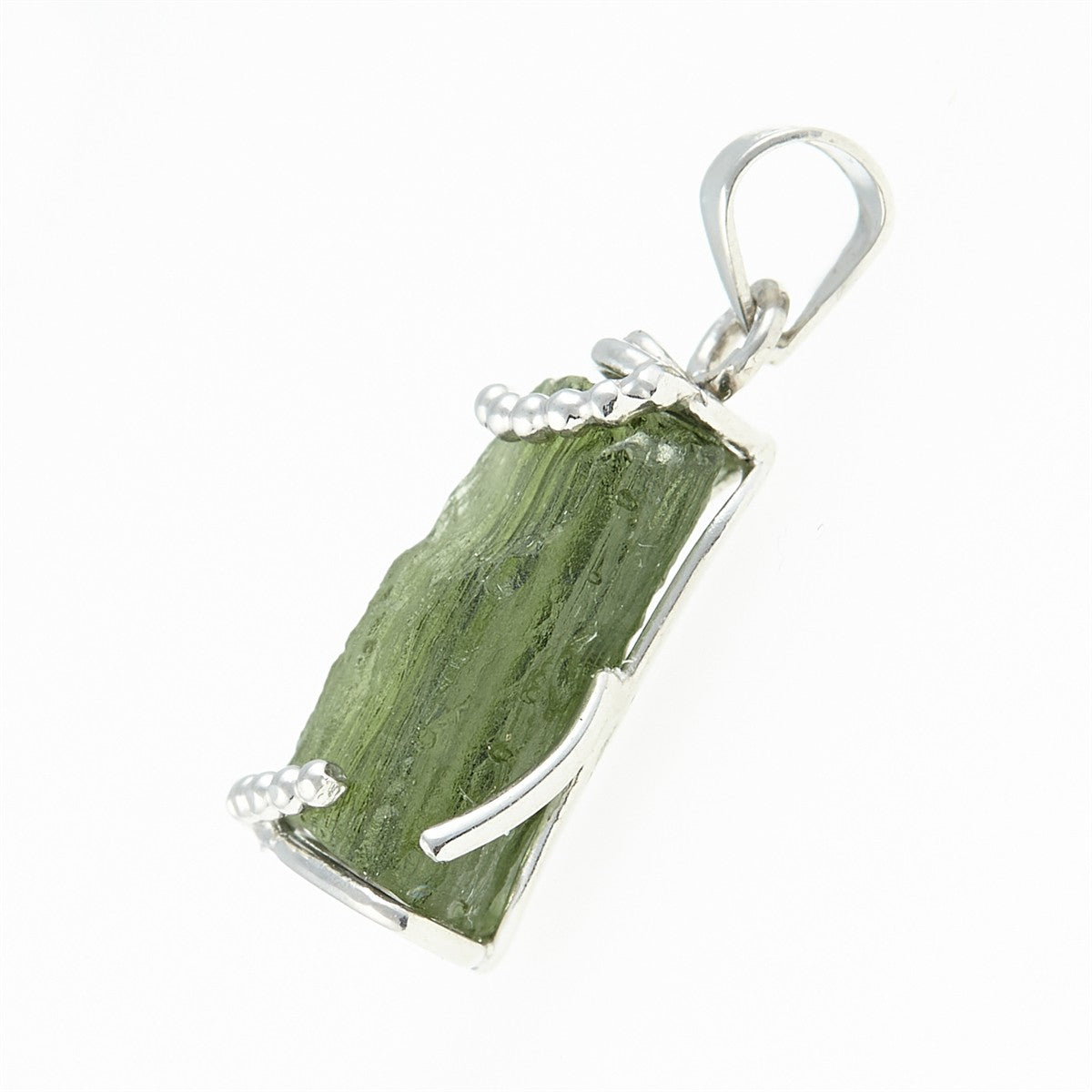 Silver pendant with moldavite 25-017