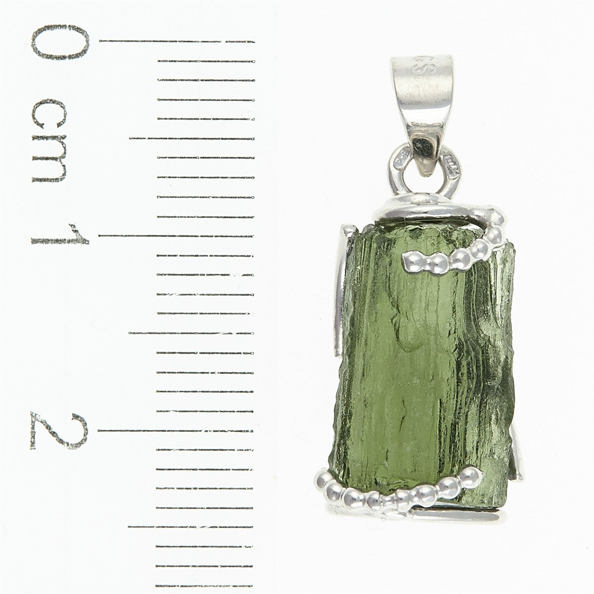 Silver pendant with moldavite 25-017