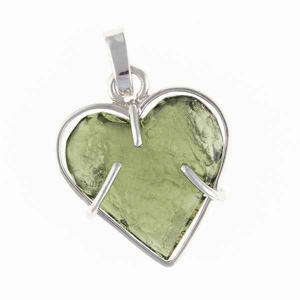 Ciondolo in argento con moldavite - cuore MB26-010