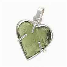 Ciondolo in argento con moldavite - cuore MB26-010