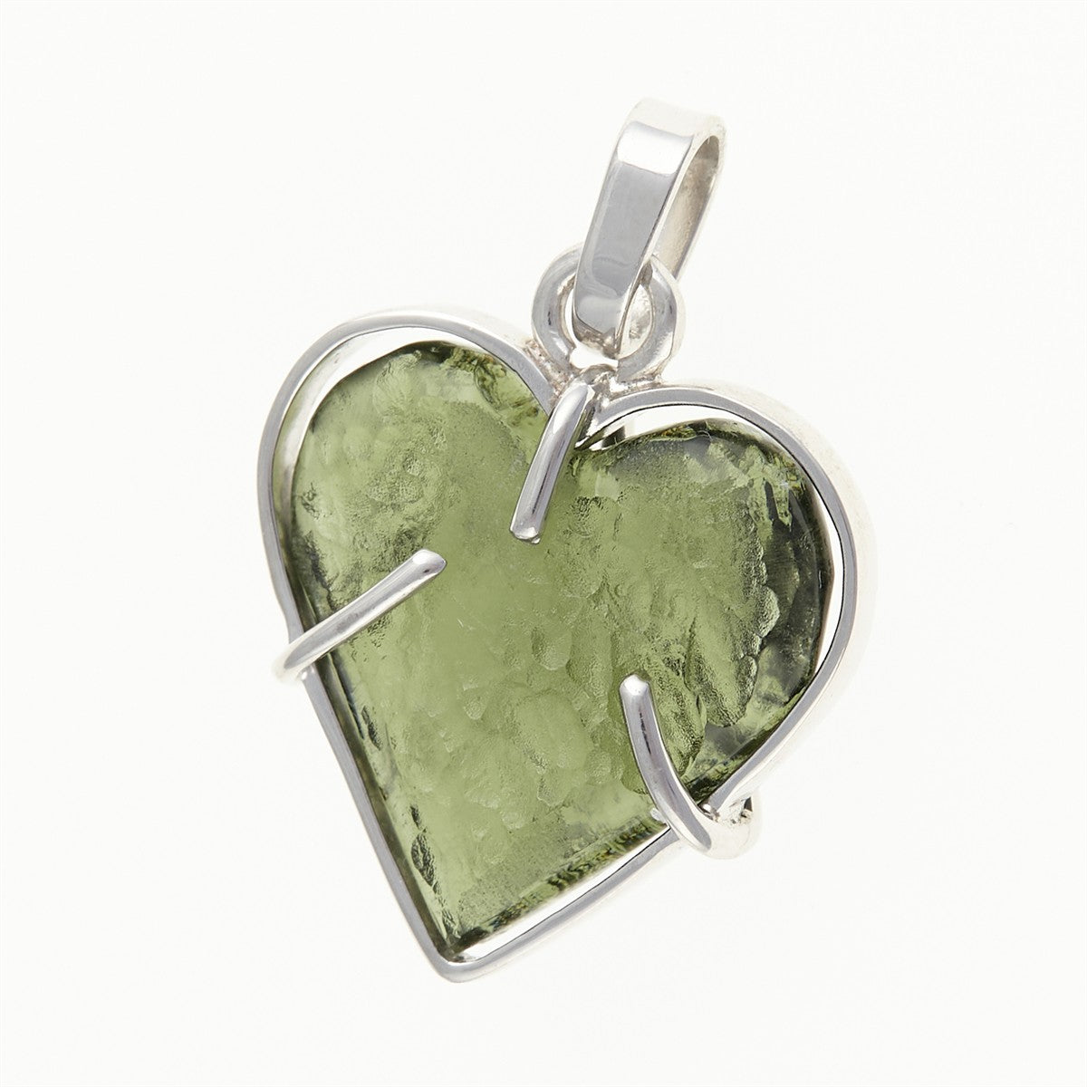 Silver pendant with moldavite - heart MB26-010