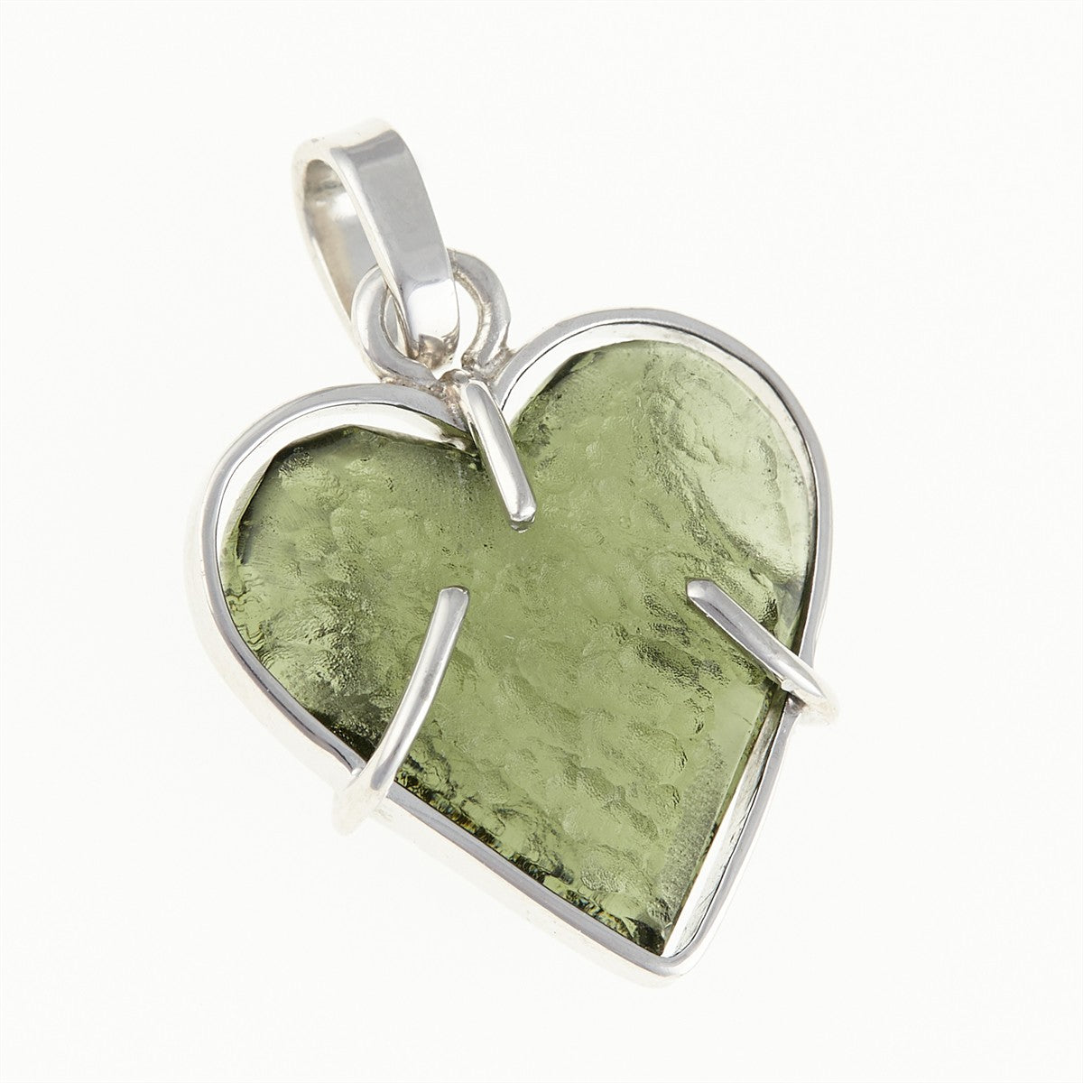 Silver pendant with moldavite - heart MB26-010