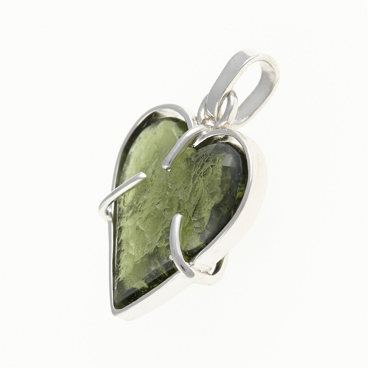 Silver pendant with moldavite - heart MB26-010