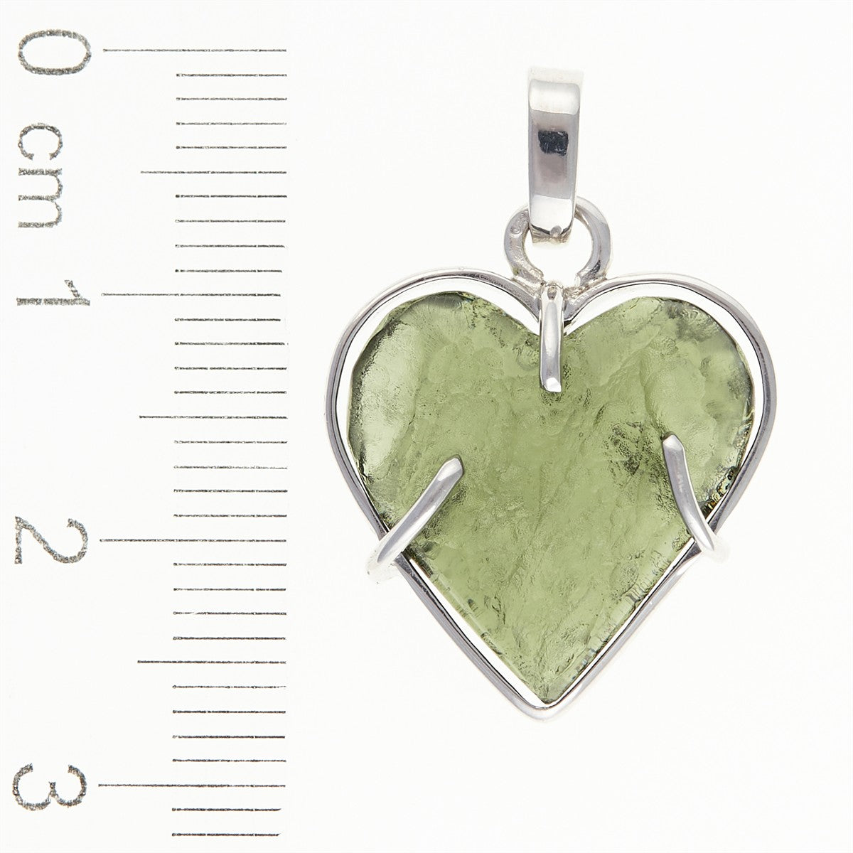 Silver pendant with moldavite - heart MB26-010