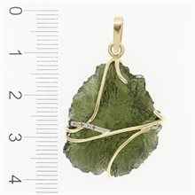 Golden pendant with a moldavite and zirconia 5664