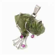 Ciondolo in argento con moldavite e zirconi – Tree of life 9598