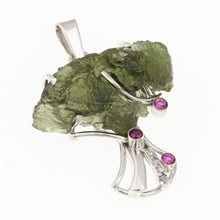 Ciondolo in argento con moldavite e zirconi – Tree of life 9598