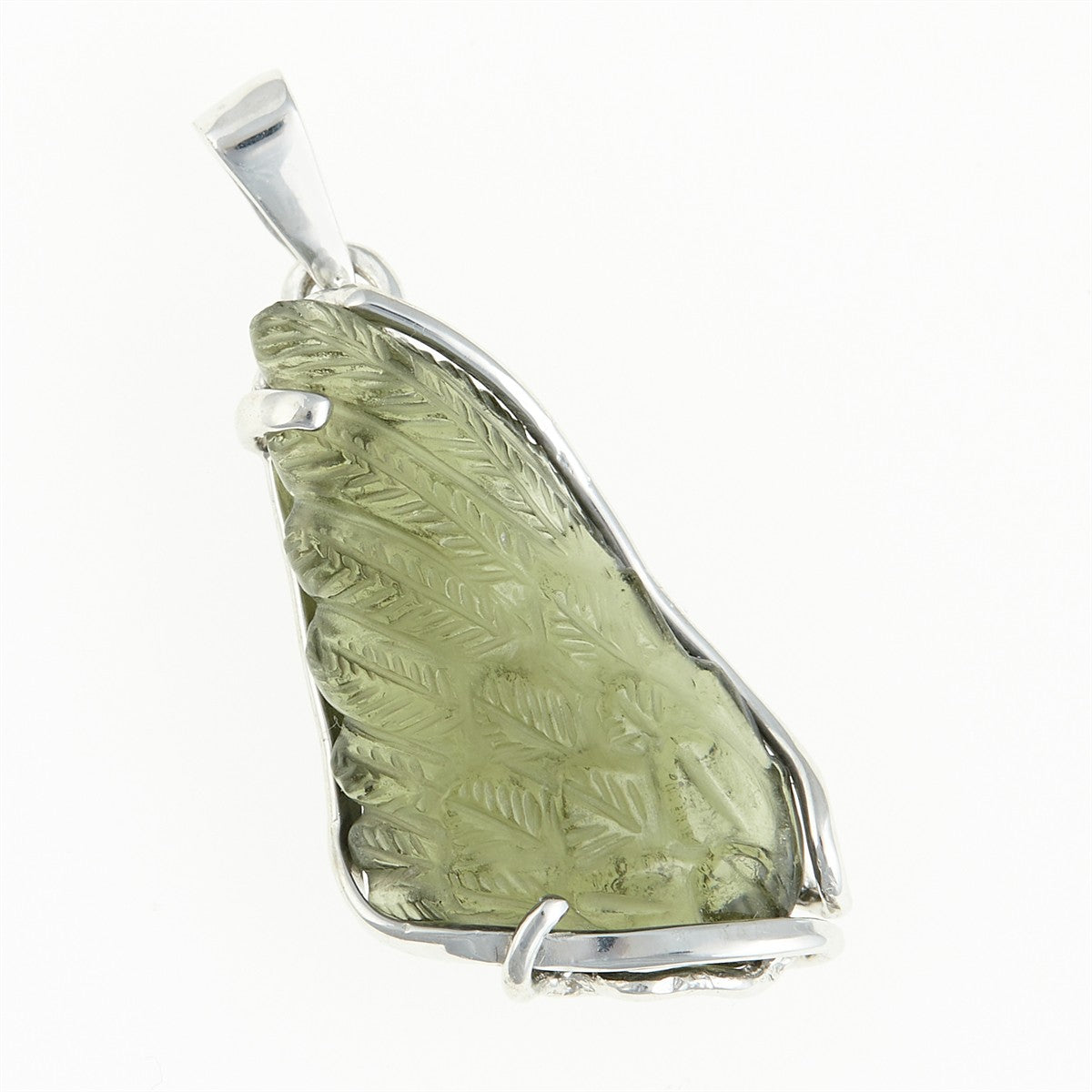 Silver pendant with moldavite - wing 26-033