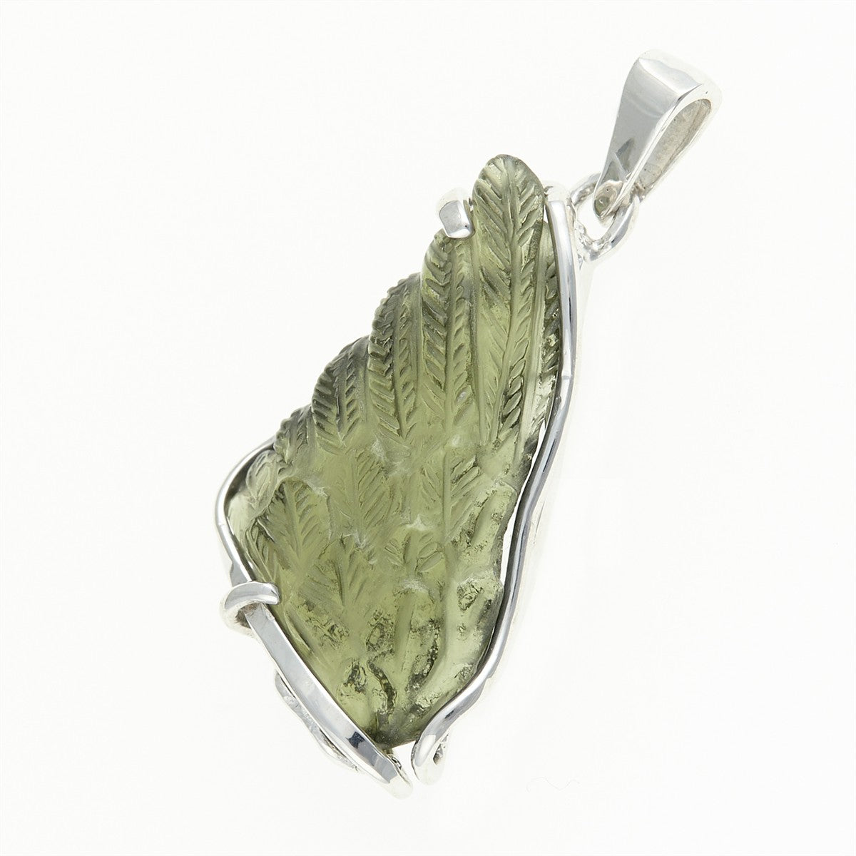 Silver pendant with moldavite - wing 26-033